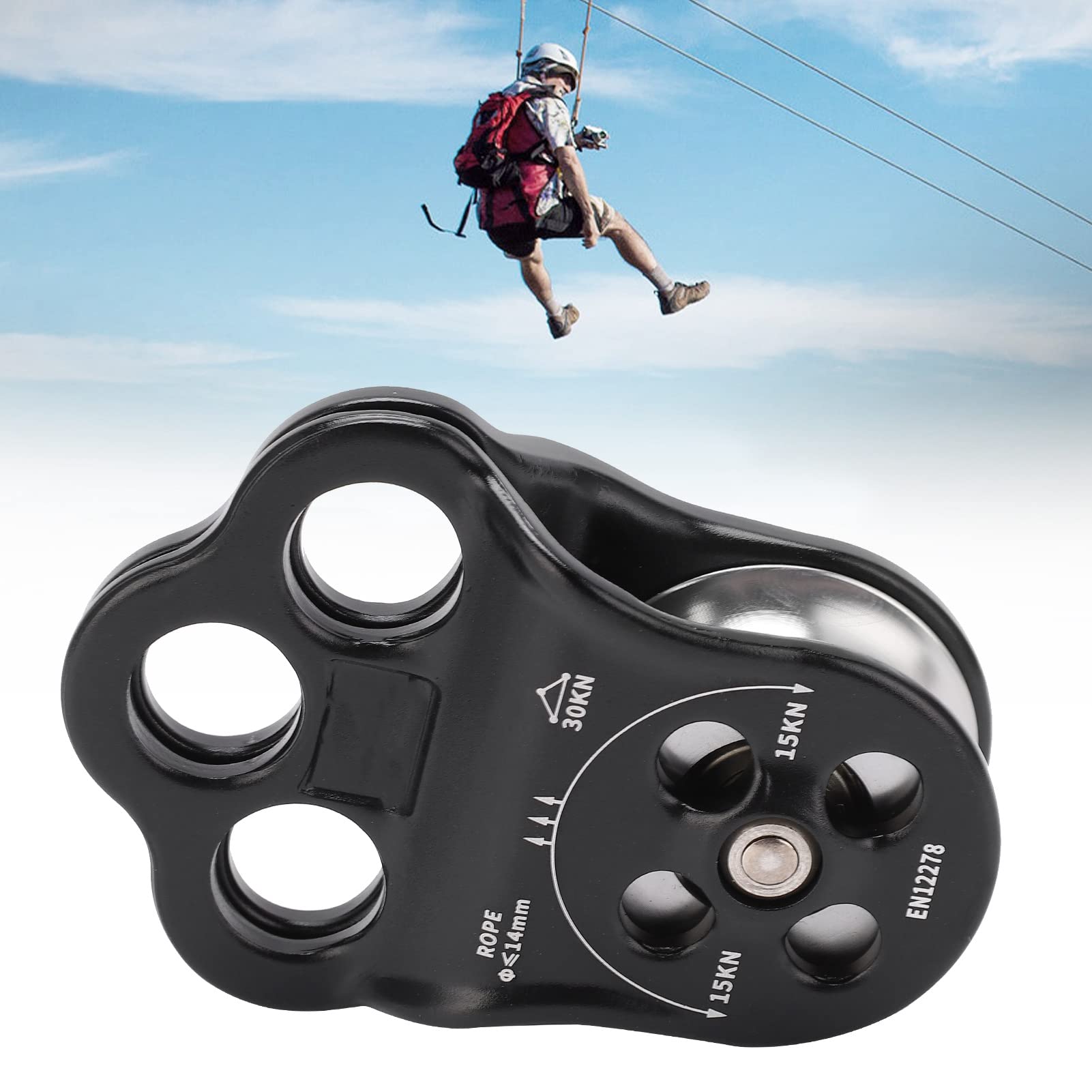 Polea trepadora de enganche Sunicon 30KN, equipo de rescate con doble rodamiento para aparejo, transporte, arborista, escalada de árboles