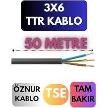 znur 3x6 TTR Kablo, 50 Metre, Siyah