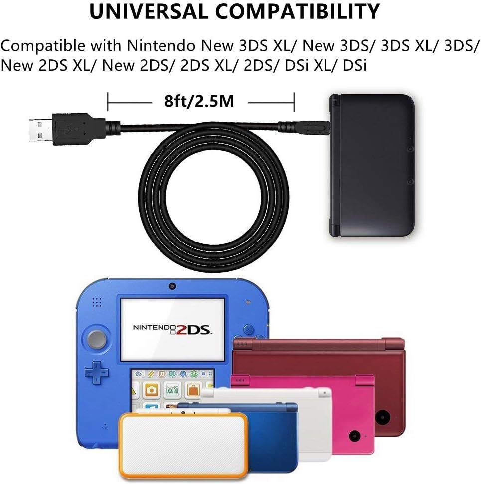 (New) 5 in 1 USB Type C Charging Cable 6Ft, Micro USB Multi Charger Cord Compatible with PS Vita / Nintendo 3DS / 2DS / 3DS XL / New 2DS XL, Android, Samsung, PS / Xbox One Controller, Phone, Camera