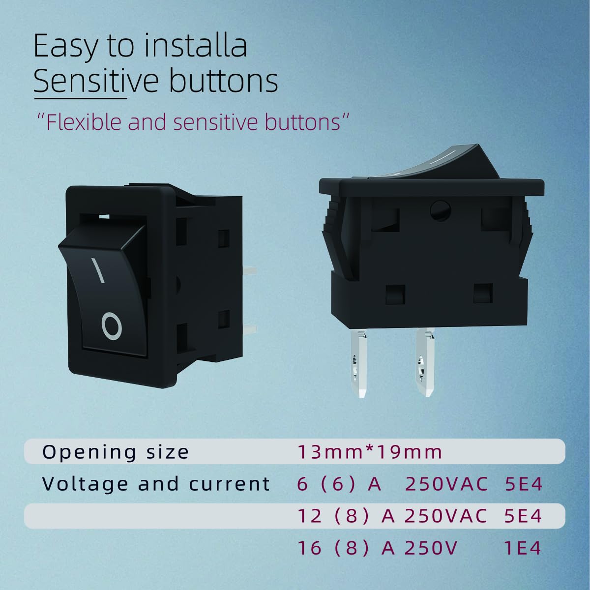 lcocove JD 2pcs Power Switch 6A 125V/250V AC Boat Rocker