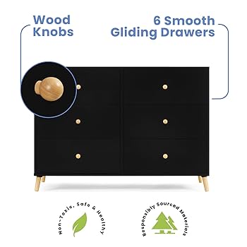 Amazon.com: Delta Children Essex 6 Drawer Dresser, Black