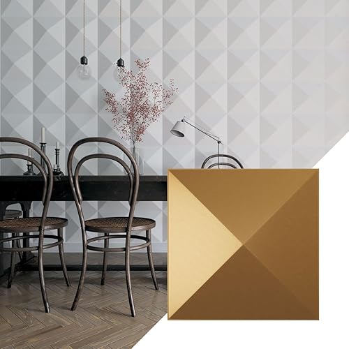 Ekena Millwork 11 78 pulgadas de ancho x 11 78 pulgadas de alto Sellek EnduraWall Decorativo Panel de pared 3D, dorado (cubre 0.98 pies cuadrados