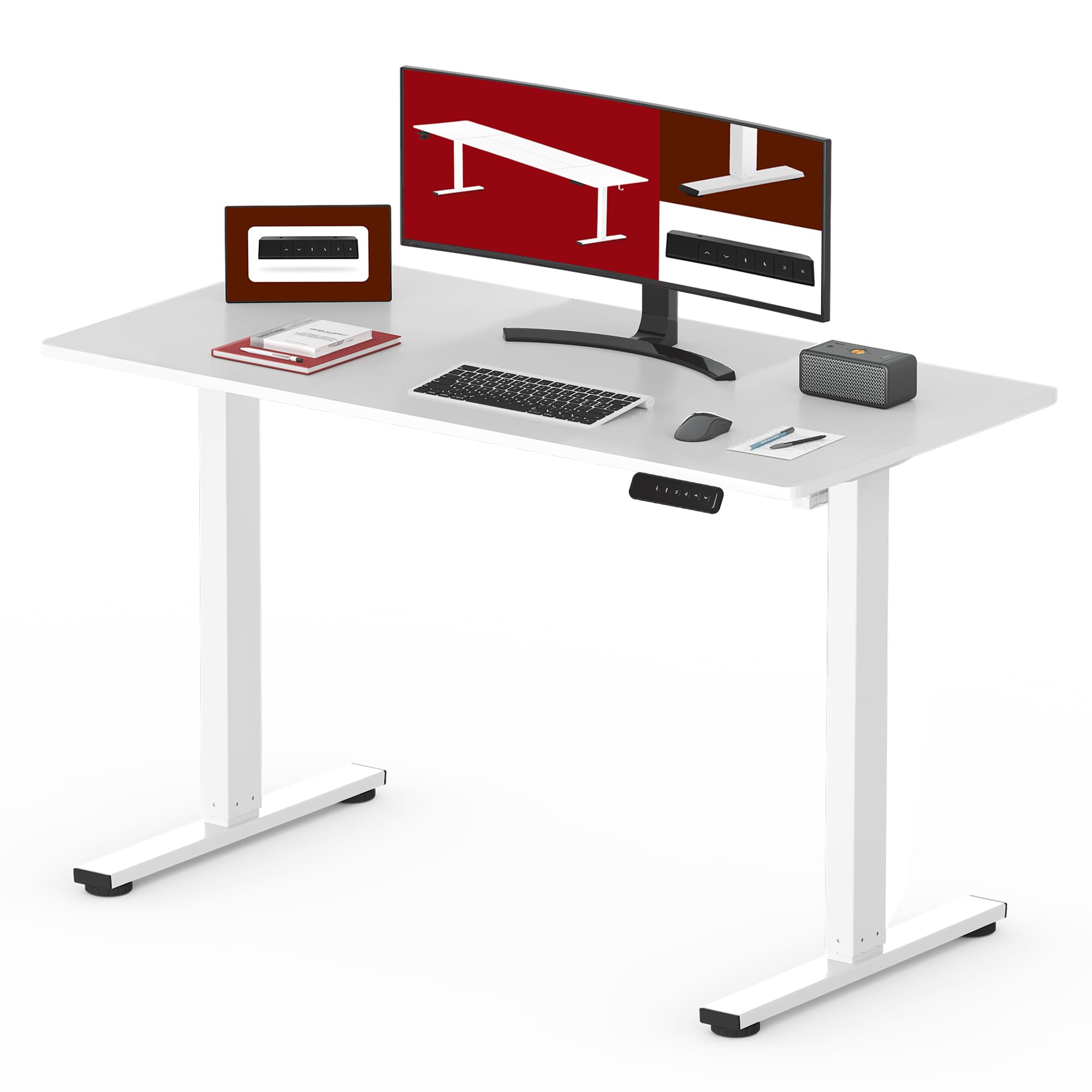 SANODESK 100 * 60 Electric Standing ONE PIECE Desktop Height Adjustable Desk Sit Stand Table with 4 Memory Smart Pannel for Home Office — image 1