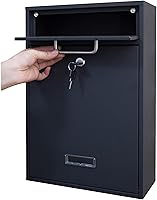 Vista 2 de MA36b Buzón montado en la pared, grano de cáscara de naranja negro