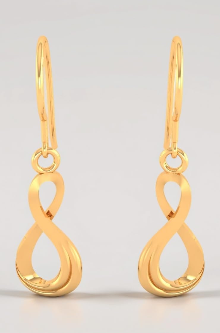 P.C. Chandra Jewellers 22KT (916) Yellow Gold Beautiful Hanging Earrings For Women With An Infinite Pattern - 0.8 Grams