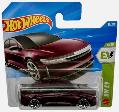 Hot Wheels Lucid Air modelo 1:64 rojo metálico miniatura 2