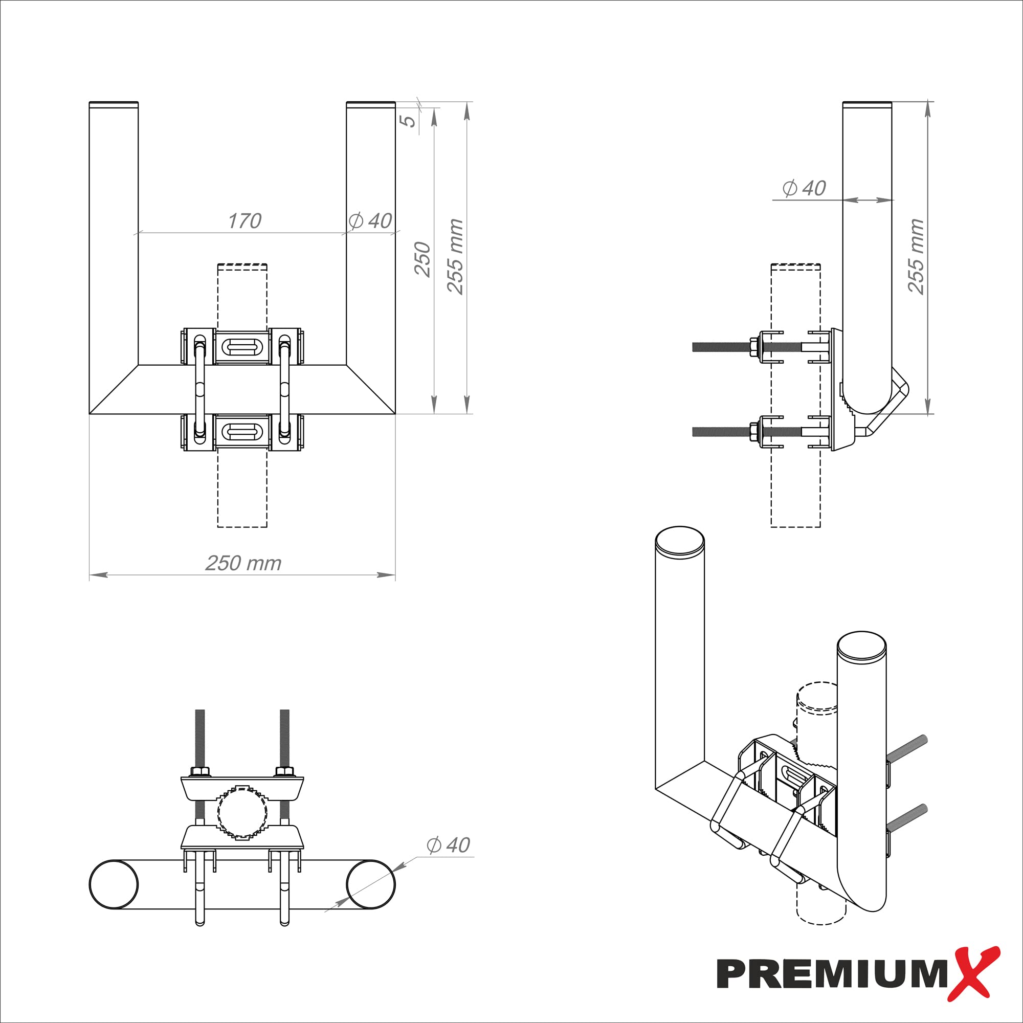 PremiumX LTE-Antenne Outdoor 3G 4G - 800-1800 - 2600 MHz - LTE MiMo Duo-Richtantenne 10m Kabel - Hotspot Mobilfunk Vodafone Telekom Modem Router WLAN Außenantenne bis 12 dBi inkl. U-Mastausleger