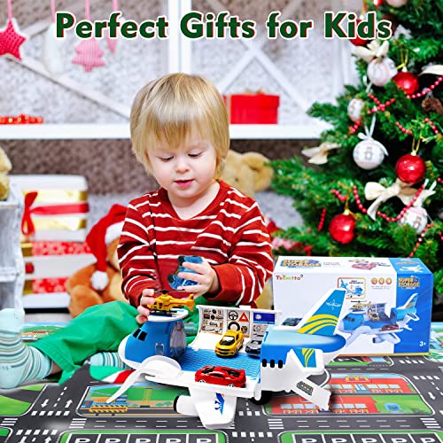 Tsomtto P907-A Airplane Toy With Car Toy Helicopter Set, Take Apart Plane Toy For Boy Girl Toddler Kids Cargo Transport Paw Patrol Age 2 3 4 5 6 8 Years Old Toddler 5 Mini Vehicles Truck 1 Large Plane thumb #8