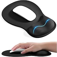 EooCoo Ergonomic Mouse Pad with Gel Wrist Rest Support Middle Concave Design, Relieve Wrist Pain Mousepad, Non-Slip Base for Laptop, Computer, Office Desk Accessories, Carpal Tunnel Syndrome