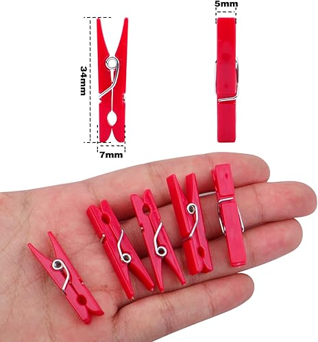 Miniatura 9 de BronaGrand 100 clips de plástico transparente para papel, pinzas para ropa, clips de línea de ropa, clips de fotos