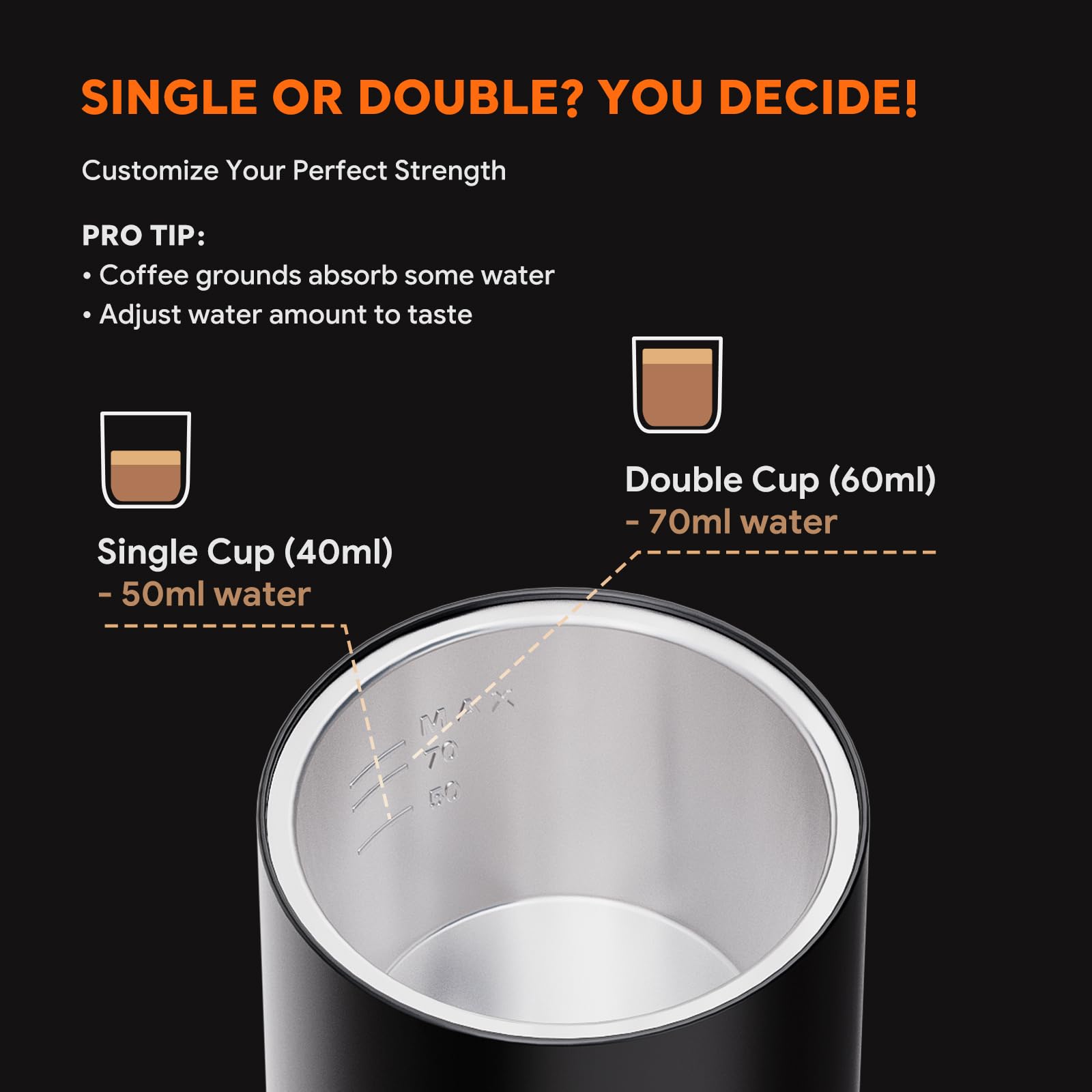 Cafetera espresso portátil con autocalentamiento, cafetera eléctrica de viaje de 19 bares para campamento y coche, mini máquina de espresso 2 en 1 compatible con cápsulas Nespresso y café molido