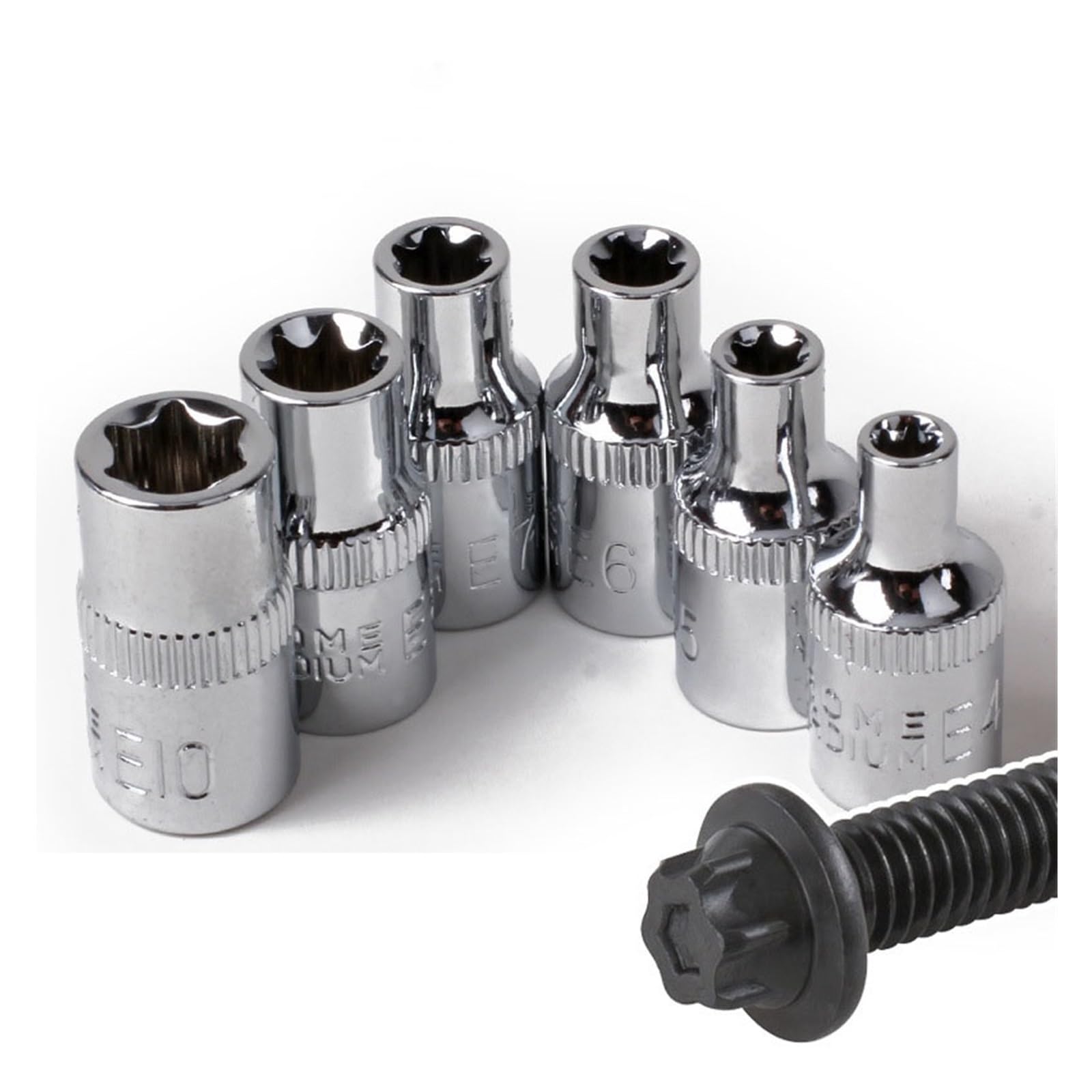 1/4 "napęd Torx gwiazda gniazdo Torx klucz grzechotkowy głowica nasadowa narzędzie do napraw samochodowych E4 E5 E6 E7 E8 E10 adapter żeński (Color : 14PCS)