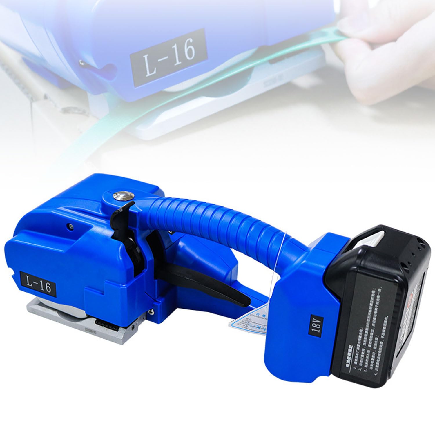 Reggiatrice automatica portatile, con display digitale, alimentazione a batteria, ideale per logistica e uso in fabbrica