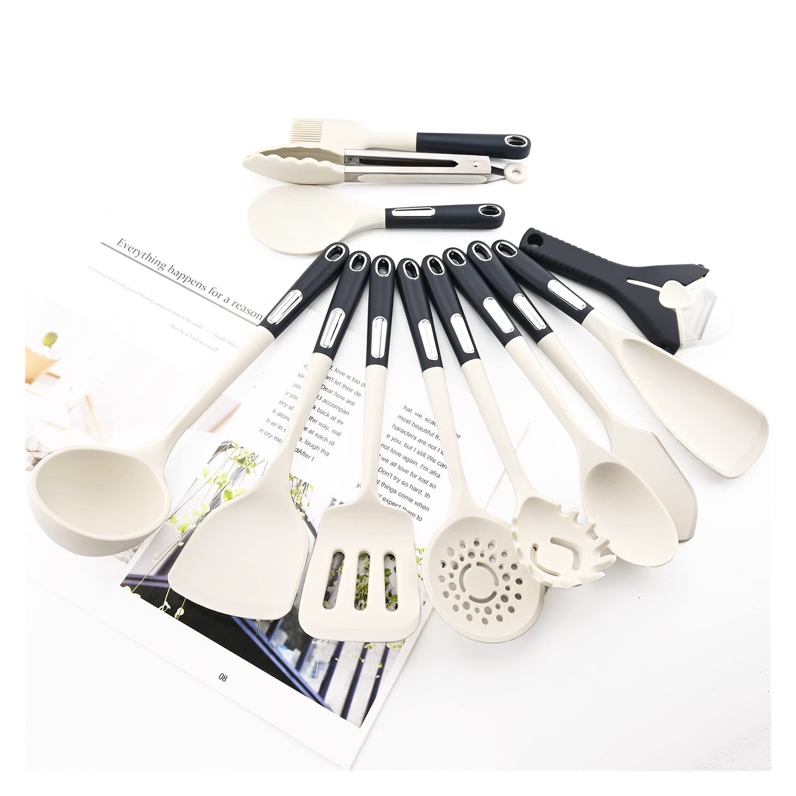 Juego de espátula de Silicona de 1/7/13P, Juego de Utensilios de Silicona antiadherentes Resistentes al Calor for repostería, Cocina, espátula, Cepillo de Aceite Leisurely (Color : White 13PCS