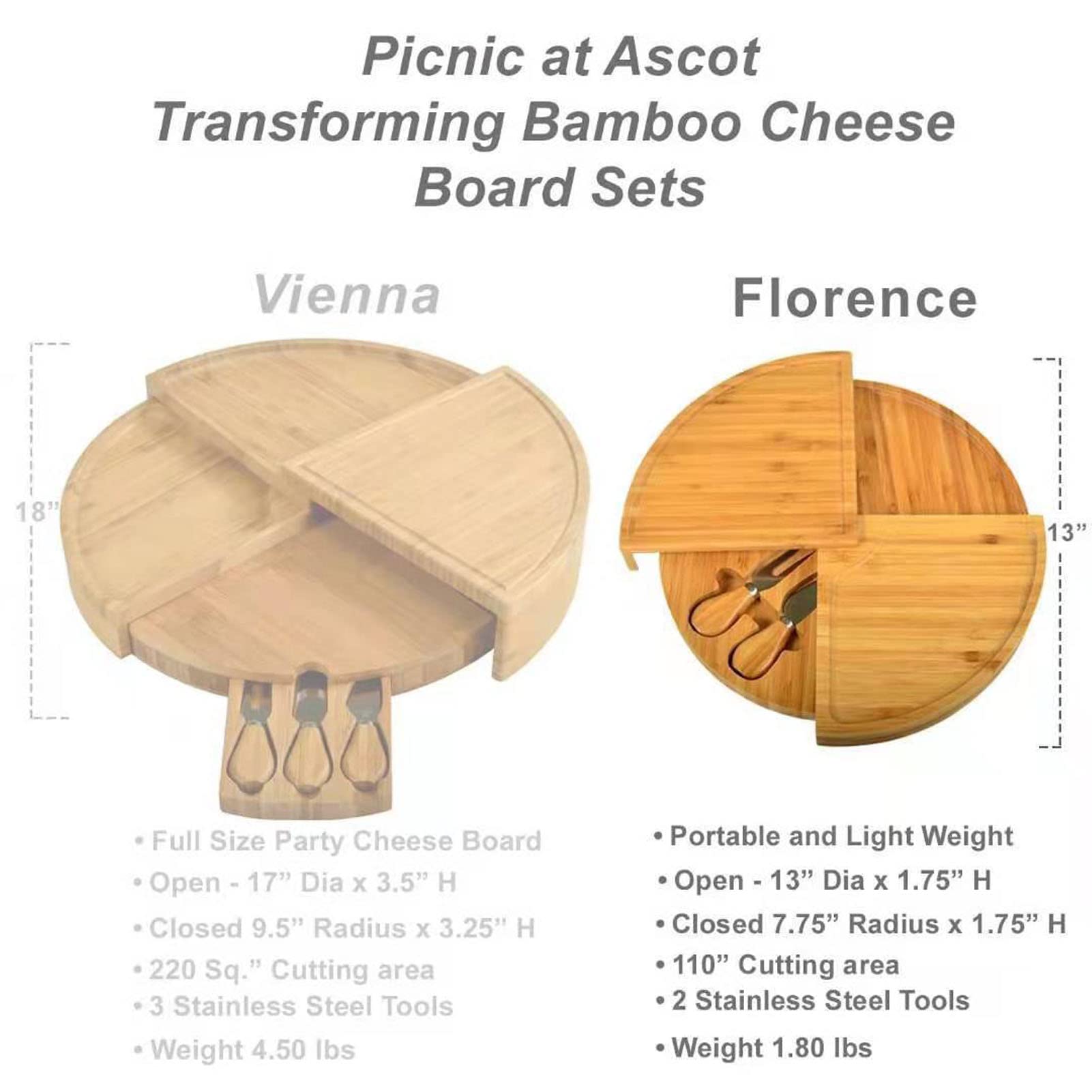 XHTLLO Bamboo Cheese Board with Concealed Compartment and 2 Cheese Knives