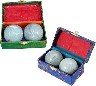 HAMPPLIES 2Piezas Bolas De Masaje De Mármol Para Física Bolas De Masaje Baoding Caja Verde Color De Caja Aleatorio Para Ejercicio y Rehabilitación De Manos