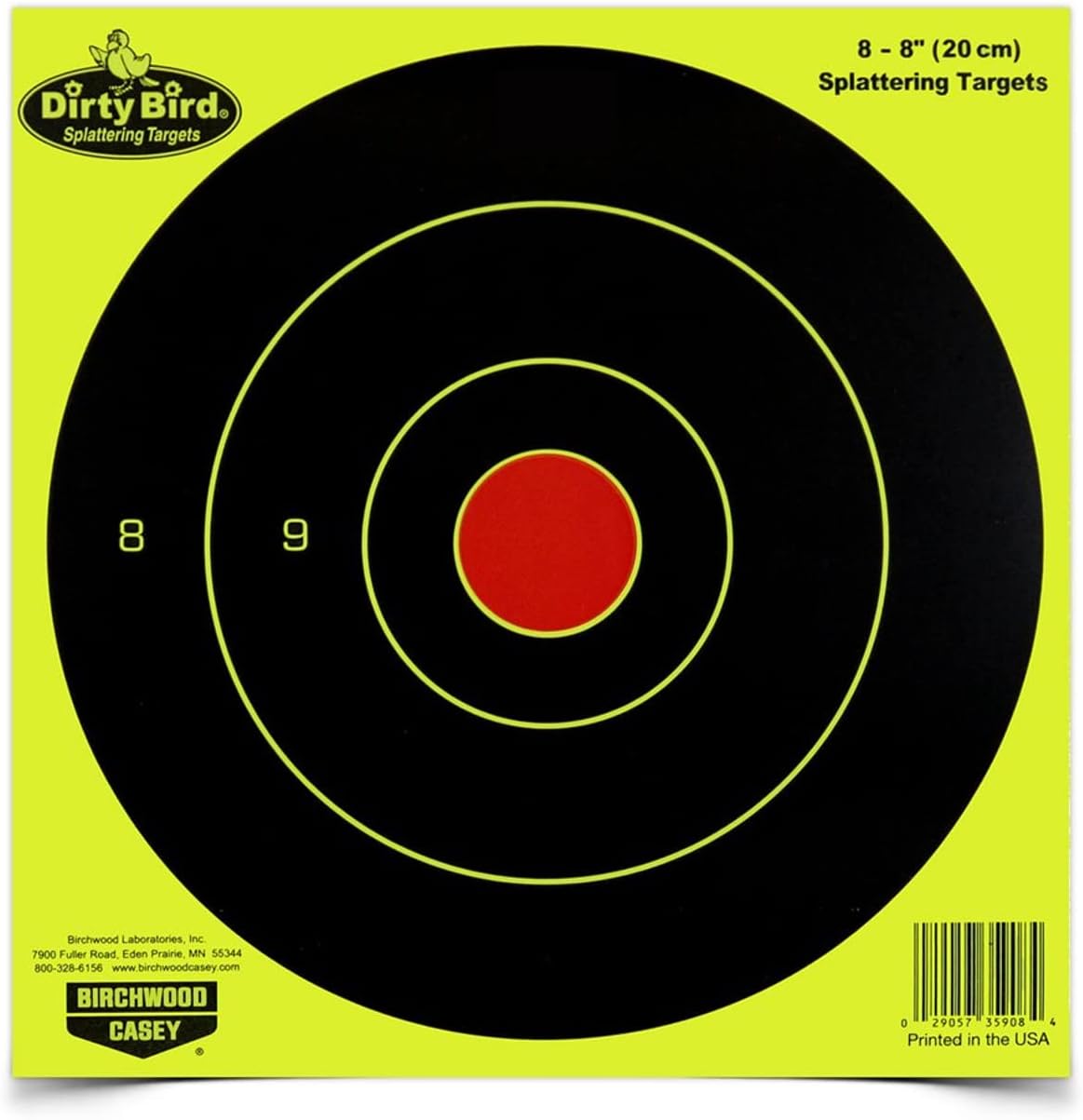 Birchwood Casey 8" Dirty Bird Paper Bullseye Shooting Targets