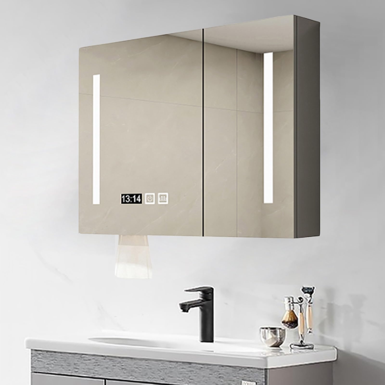 FGXHHS LED Cabinet - Anti-Fog, 3-Color Lighting, Illuminated Makeup & Storage nizer, Lighted Medicine for Stylish Decor