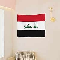 Vista 4 de Rqwaaed Tapiz de bandera de Irak adorna perfectamente la pared, 29 x 37 pulgadas