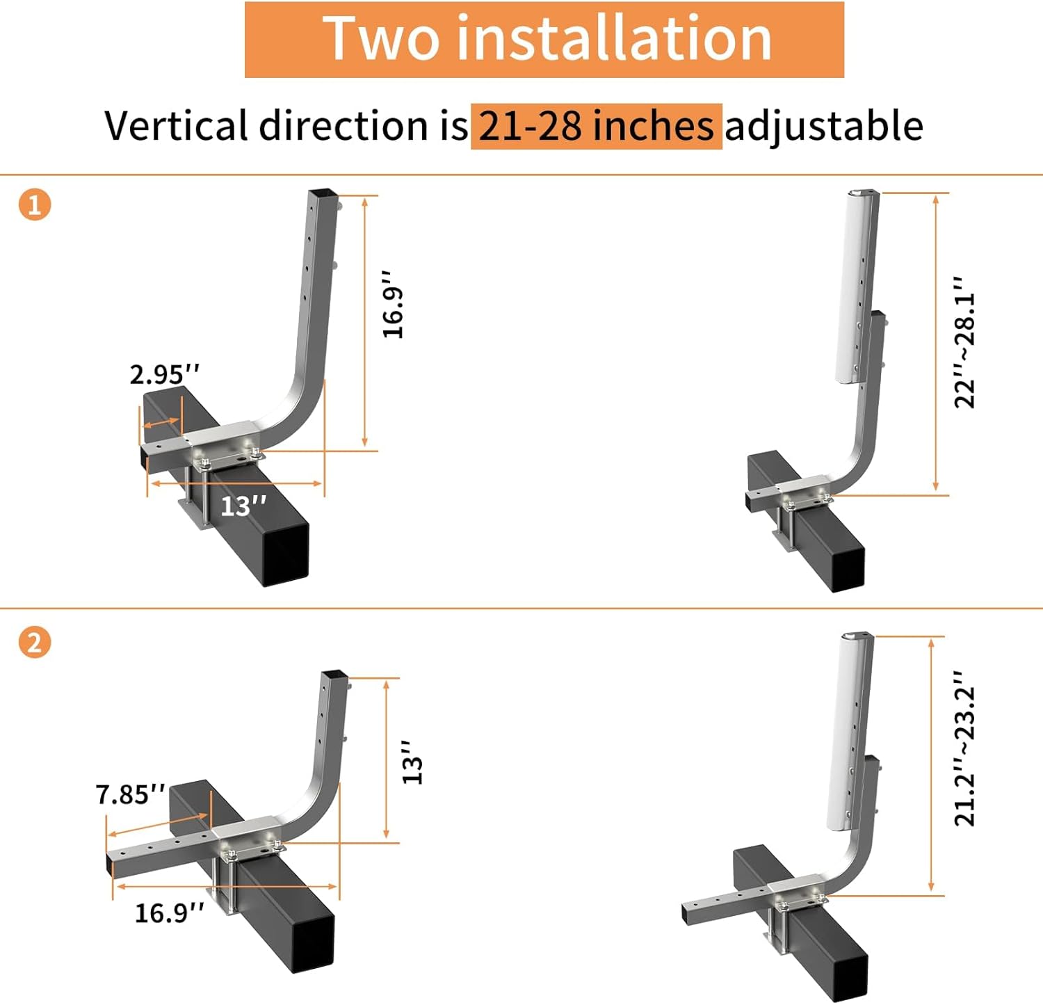 Boat Trailer Guides on System,Heavy-Duty Adjustable Roller Guide-On System,Trailer Guide Poles,Mounting Hardware Included, for Ski Boat, Fishing Boat or Sailboat Trailer, 22~28.1-Inches