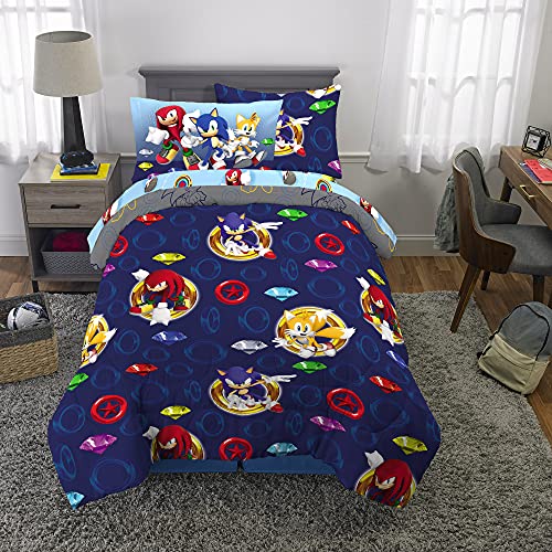 Franco Kids Bedding Super Soft Comforter And Sheet Set With Sham, 5 Piece Twin Size, Sonic The Hedgehog, Anime #TOP4