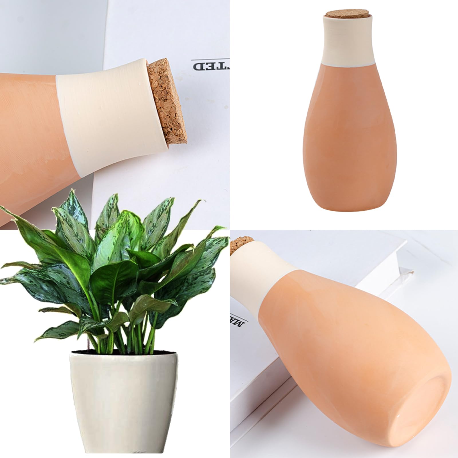 RoseFlower Oyas zur Bewässerung von Zimmerpflanzen, für den Außenbereich, Ollas Terrakotta, Oya, Bewässerung, Pflanzgefäß, Terrakotta-Topf, 4 Stück