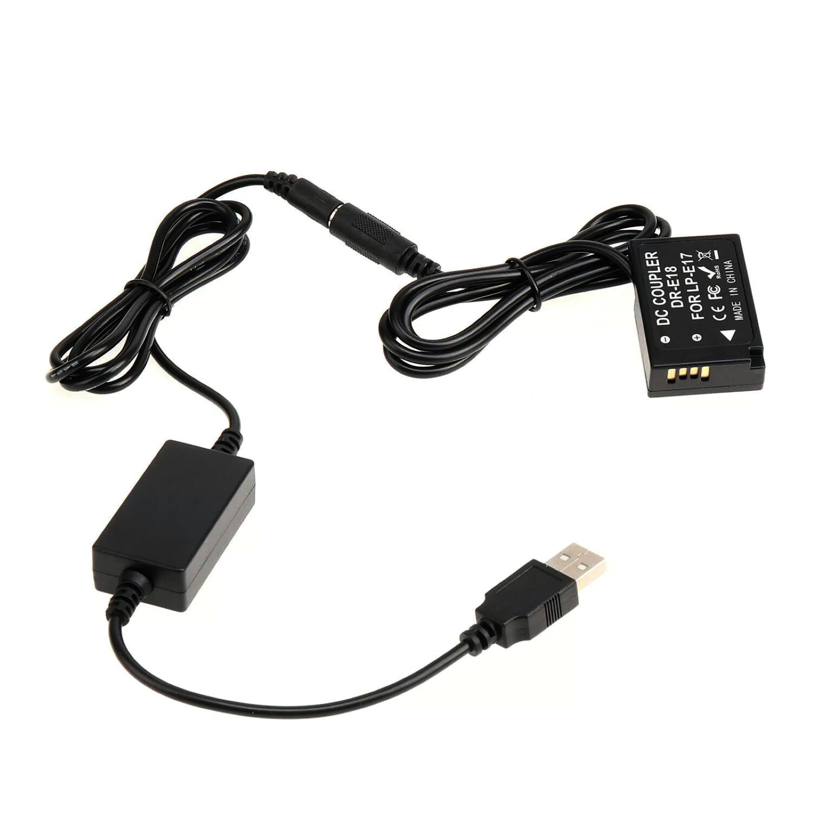 Acoplador DR-E18 y cable USB para batería ficticia LP-E17 de cámaras Canon 7