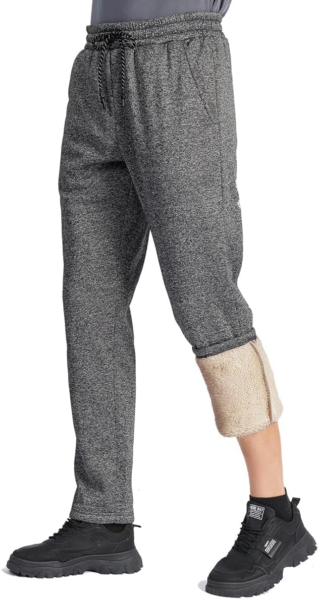 SECOOD Men's Fleece Winter Pants Sherpa Lined Active Warm Sweatpants Drawstring Elastic with Pockets - Image 5