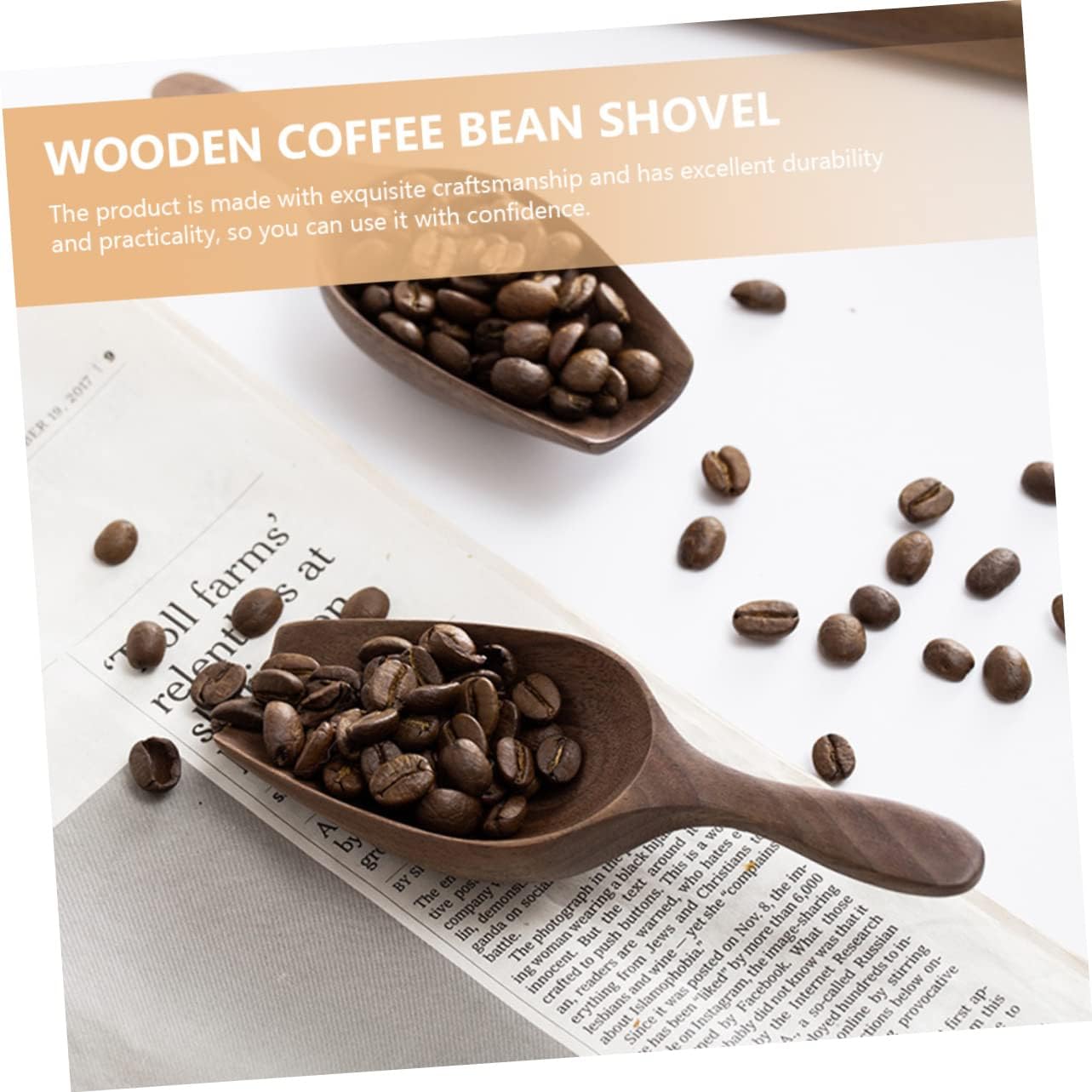 3pcs Coffee Bean Scoop Natural Teaspoon for Loose Tea and Coffee Sturdy Kitchen Utensil for Home Restaurant and Hotel Use and Easy to Clean