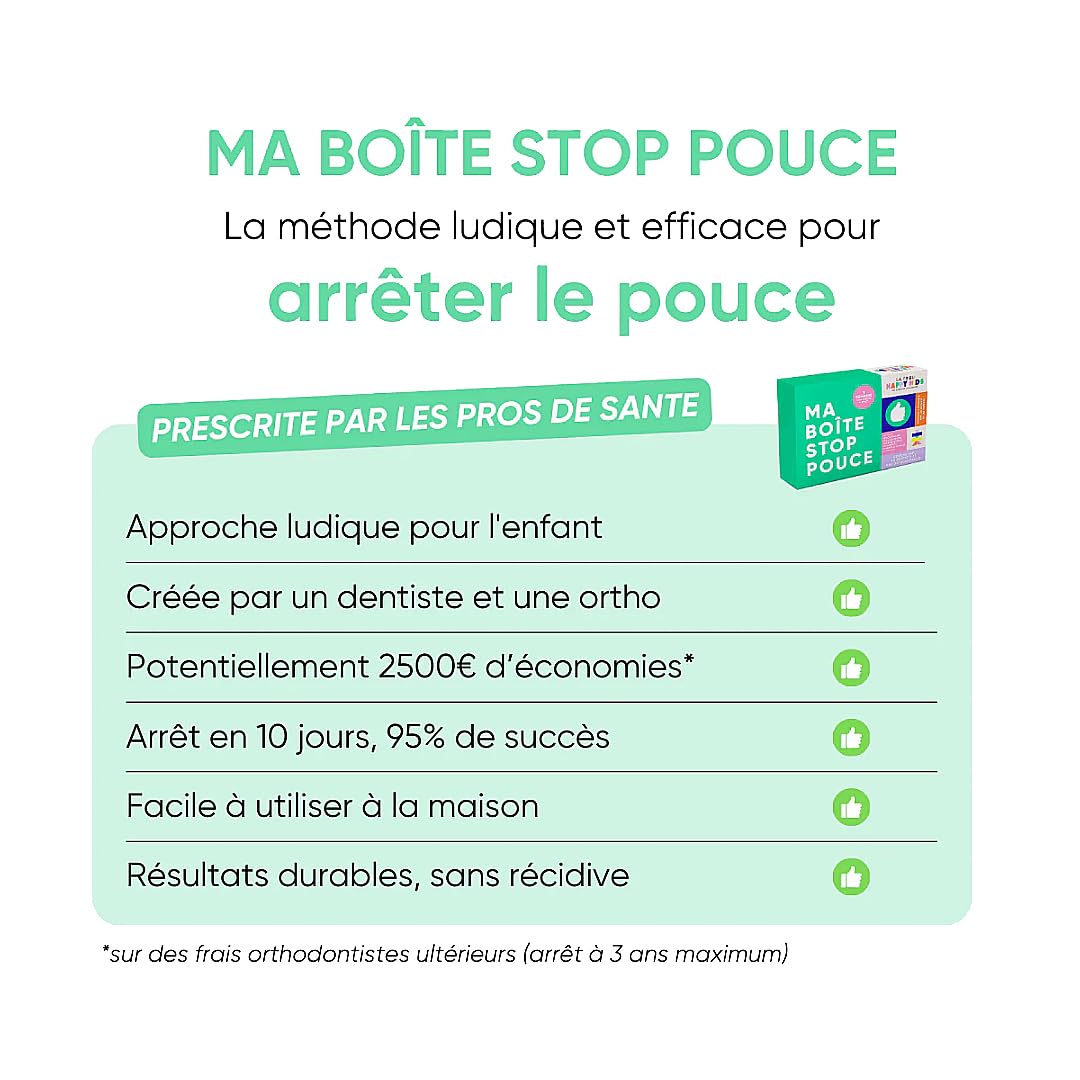 Ma Boîte Stop Pouce – Méthode pour arrêter le pouce en 10 jours dès 3 ans – Kit sevrage succion enfant conçu par pédodentiste et orthophoniste