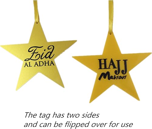 Miniatura 2 de Decoraciones de coronas de Eid Al-adha Mubarak, coronas de media luna de metal Hajj Mubarak con estrellas, flores artificiales, puerta de guirnalda