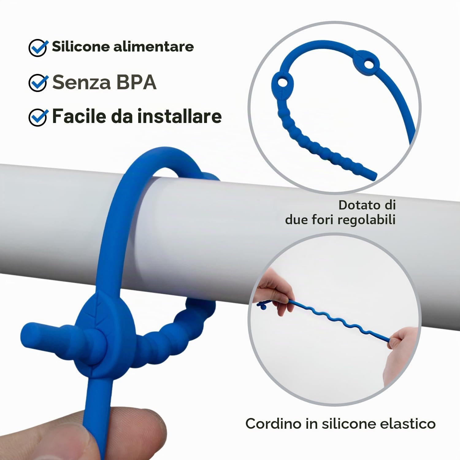 Clip per giocattoli in silicone per bambini - Cinghie regolabili per giocattoli e clip per ciuccio per passeggini, seggioloni, culle, seggiolini auto (4 pezzi)