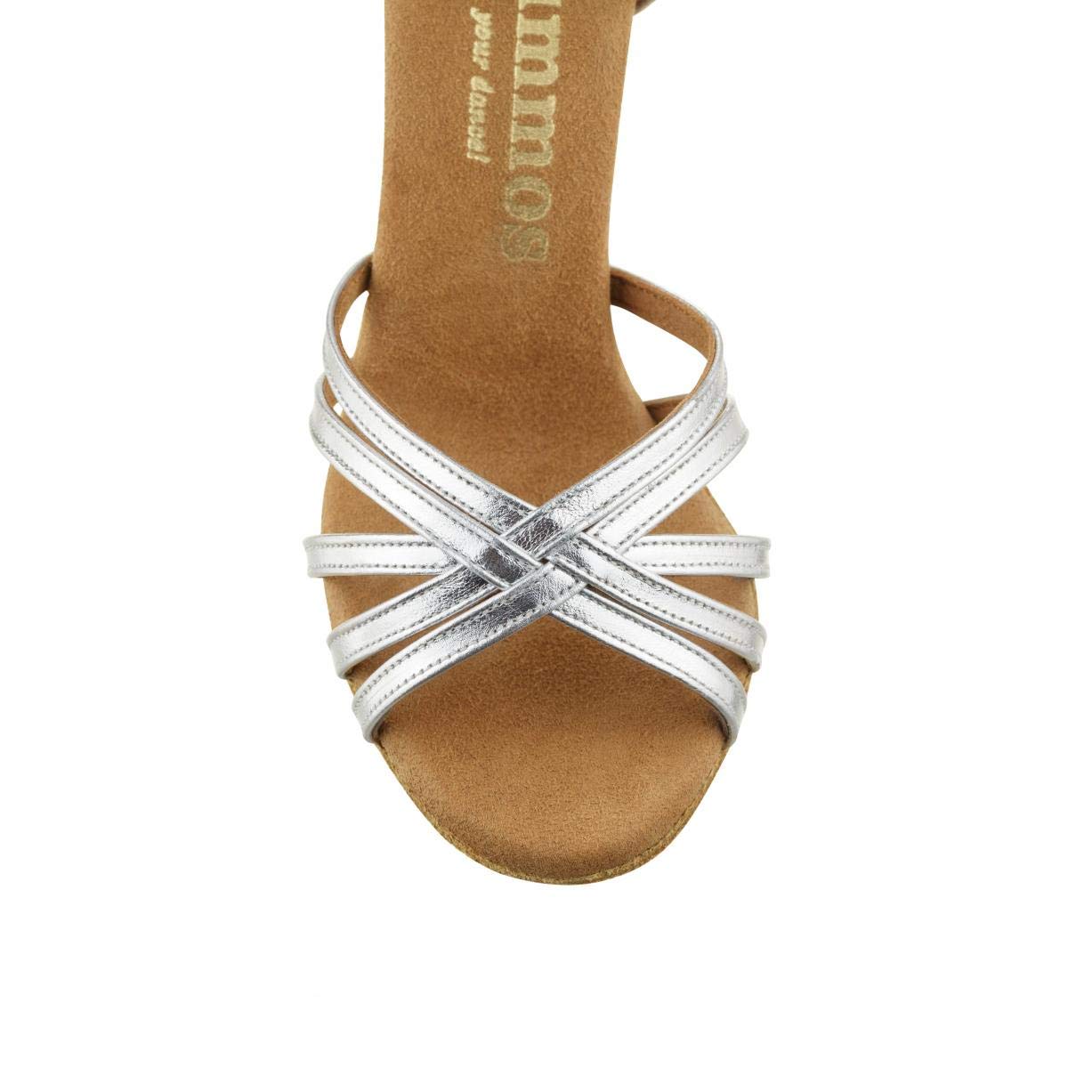Rummos Damen Tanzschuhe R332 - Leder Silber - Medium (Normal) - 7 cm Flare Absatz - Made in Portugal