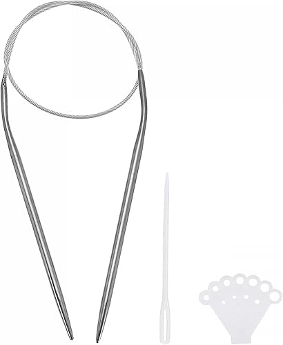 Miniatura 6 de uxcell Kit de agujas circulares, 16.54 pulgadas de largo, 0.157in de diámetro, aguja redonda de acero inoxidable para proyectos hechos a mano, tejer