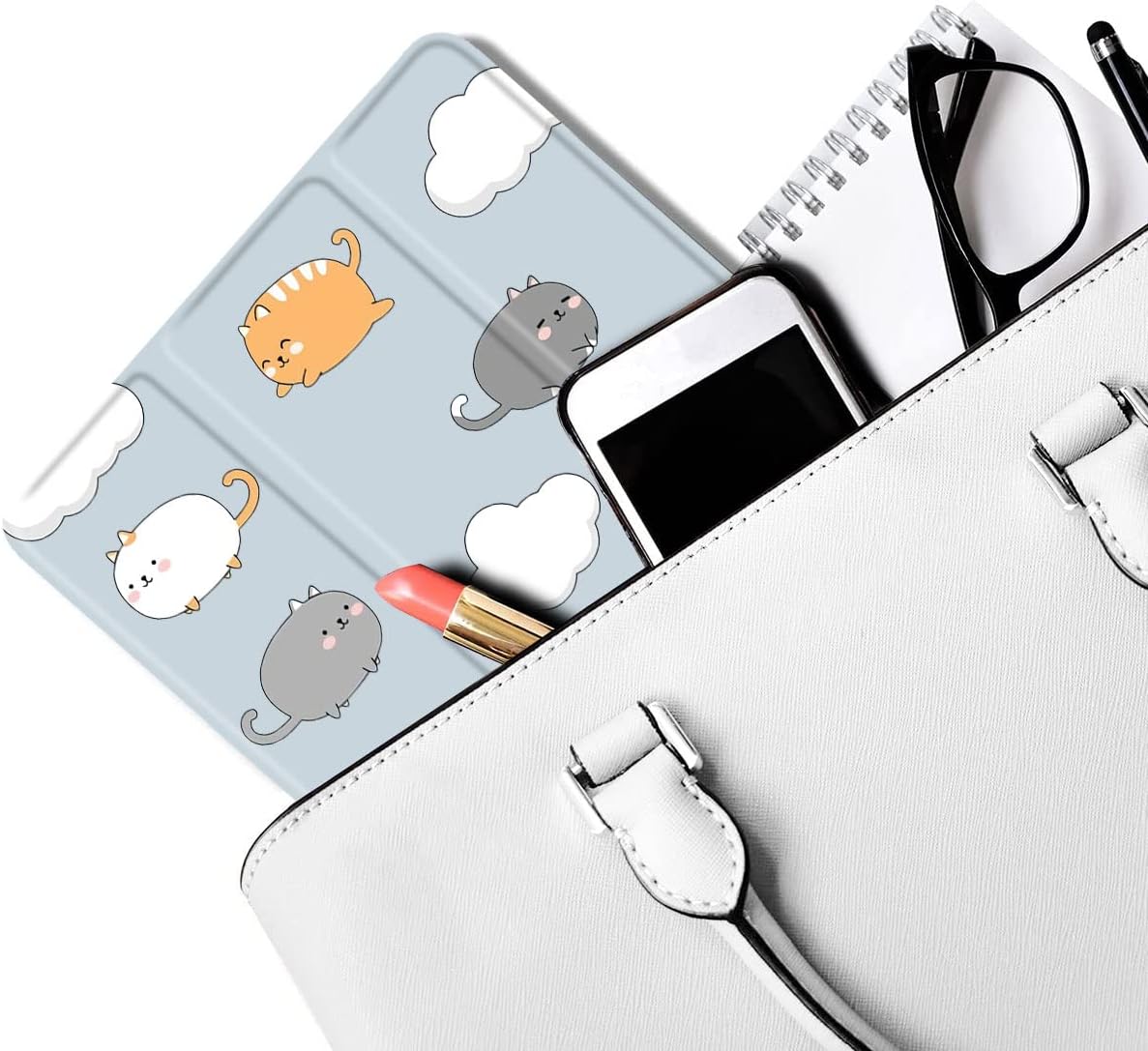MAYCARI Colorful Cat Case for iPad mini 8.3 inch 2021 with Pencil Holder, Cute iPad 6th Generation Protective Case with Soft TPU Back, Auto Sleep/Wake Cover Slim Shell for Girls Women