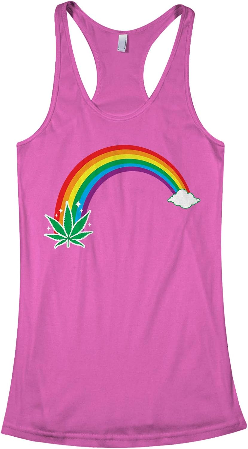 Marijuana Leaf Pot at End of The Rainbow Women's Racerback Tank Top