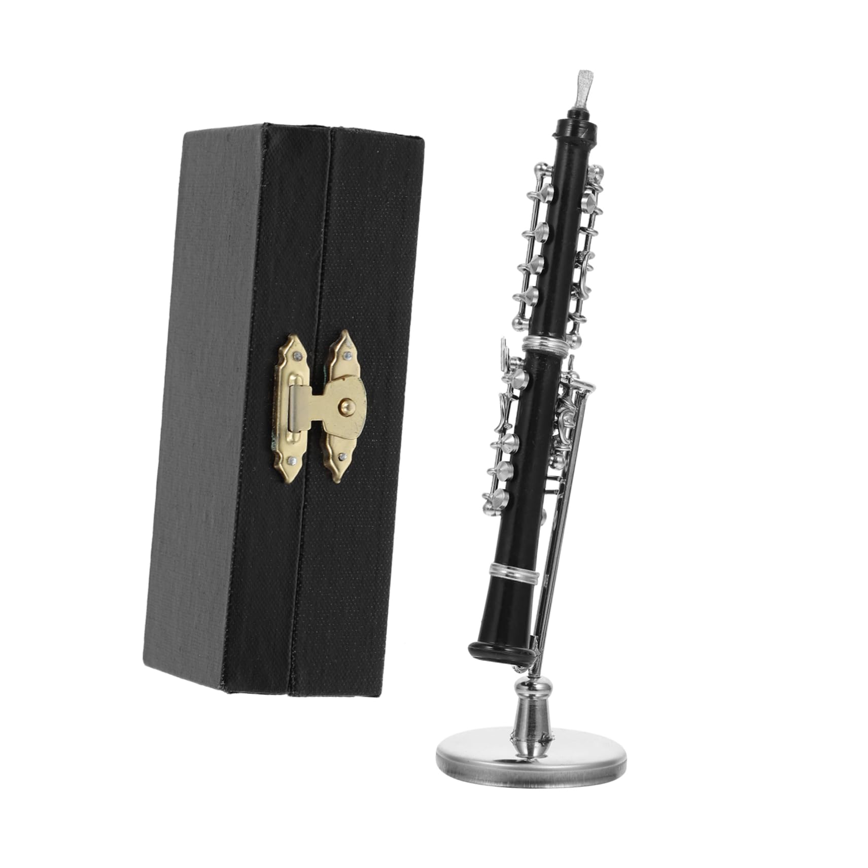 GRIRIW Metallic Mini Oboe Model Statue Furniture Model Decor Random Oboe Mouthpiece Home Ornament