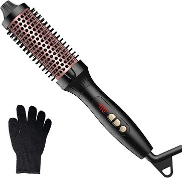 Thermal Brush 38mm, Heated Round Brush 3 in 1, Curling Brush with 120-210  Temperatures, Dual Voltage Styling Tool for Hair Volume,Create Smoother & Shinier & Loose Curls