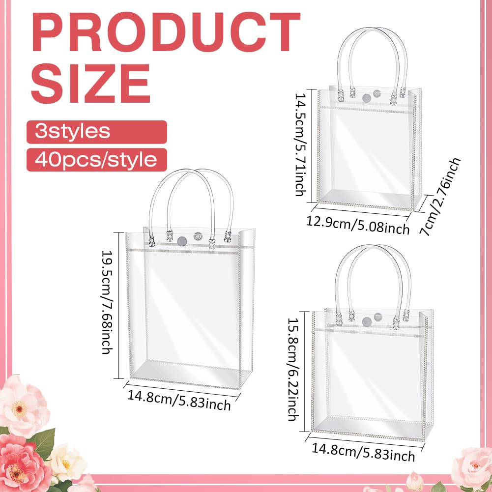 INTERWARM 120 sac Cadeau Transparent avec Poignée Sacs Cadeaux en Plastique Transparents de Petite Taille (Taille Unique) Sac Cadeau Transparent pour Mariage Ou Anniversaire 40pcs / Taille