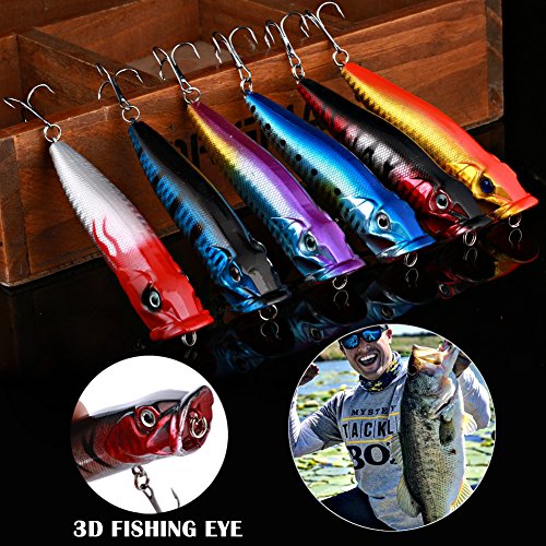 Sougayilang Hard Plastic Popper Topwater Floating Fishing Lures Swimbait Surface Water Bass Bait Hooks For Saltwater Freshwater Fishing Pack Of 10Pcs #TOP4