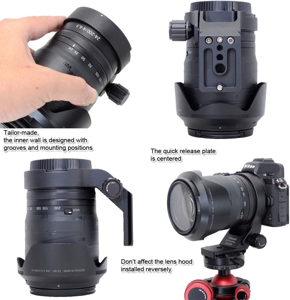 Lens Collar Tripod Mount Ring Compatible with Nikon Z 24-200mm f/4-6.3 VR, DX 50-250mm f/4.5-6.3 VR & Nikkor Z 70-180mm F2.8, Support Holder Bracket Bottom is Arca-Swiss Fit Quick Release Plate