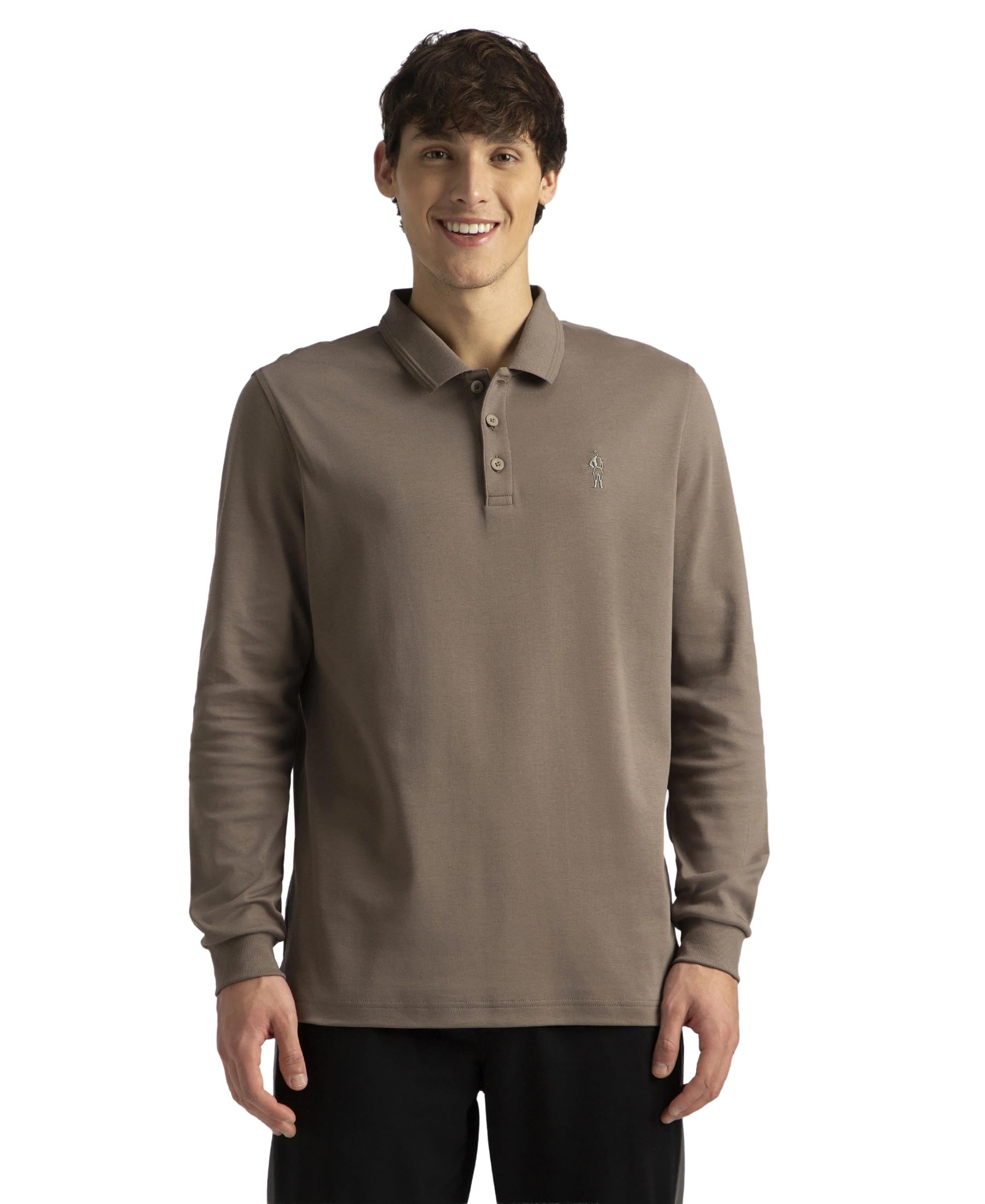 3914 Men's Super Combed Cotton Rich Solid Regular Fit Full Sleeve Polo T-Shirt with Ribbed Cuffs