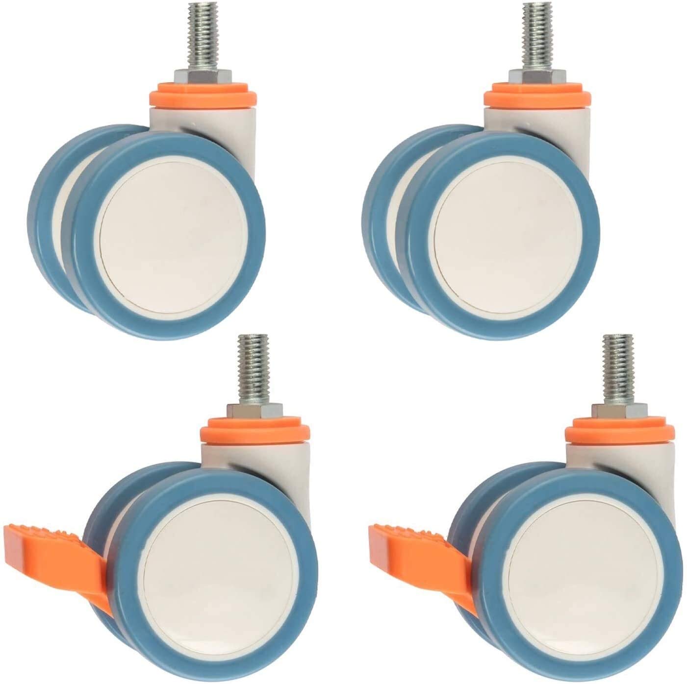Roulettes pivotantes anti-bruit pour meuble de beauté et chariot médical M12x25 mm