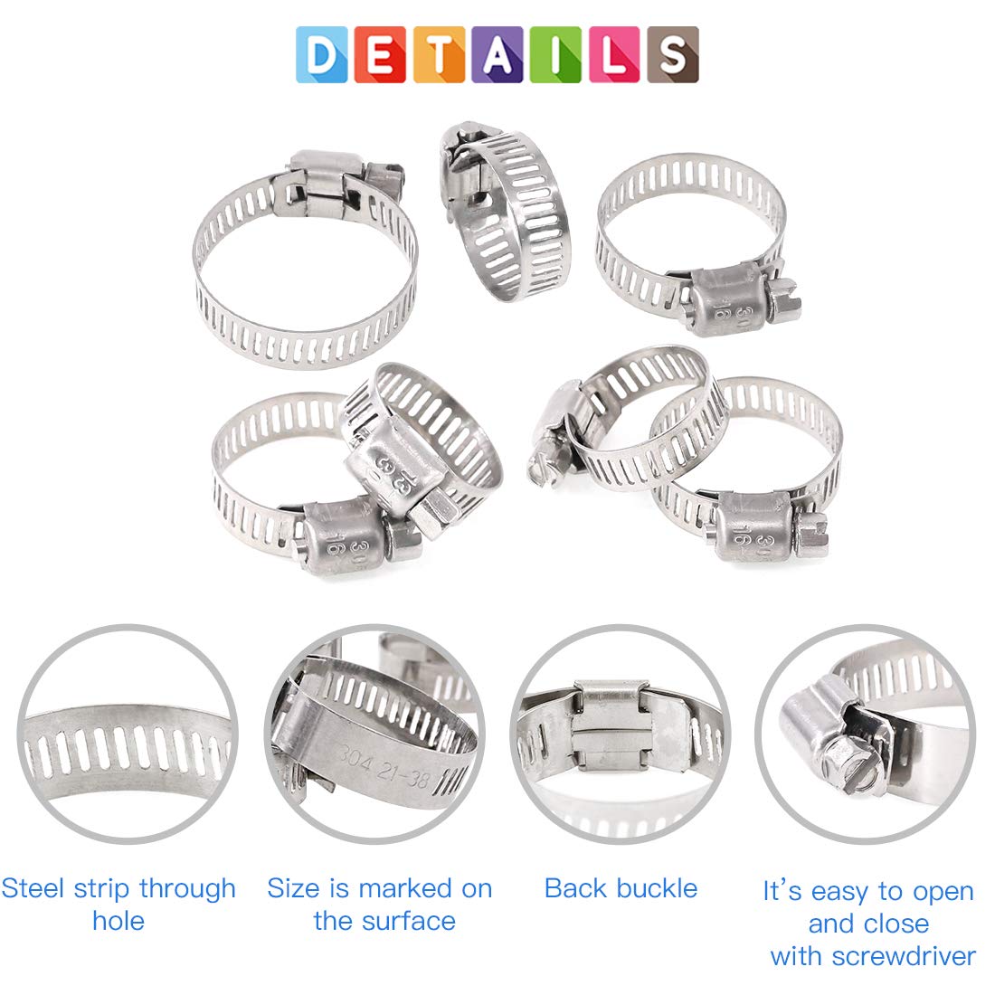 Glarks Lot De 16 Colliers De Serrage De 38 Mm à 2 Trous En