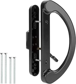 Patio Sliding Glass Door Handle Replacement Set,Mortise Style Reversible Design Non-keyed Sliding Patio Door Handles, Black Diecast Finish Fit 3-15/16” Screws Hole Spacing
