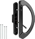 HILLMASTER Patio Sliding Glass Door Handle Replacement Set,Mortise Style Reversible Design Non-keyed Sliding Patio Door Handles, Black Diecast Finish Fit 3-15/16” Screws Hole Spacing