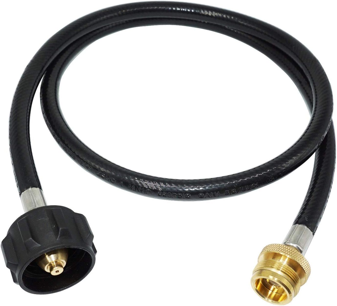 DozyAnt 4 Feet Propane Adapter Hose 1 lb to 20 lb Converter Replacement for QCC1/Type1 Tank Connects 1 LB Bulk Portable Appliance to 20 lb Propane Tank - Certified