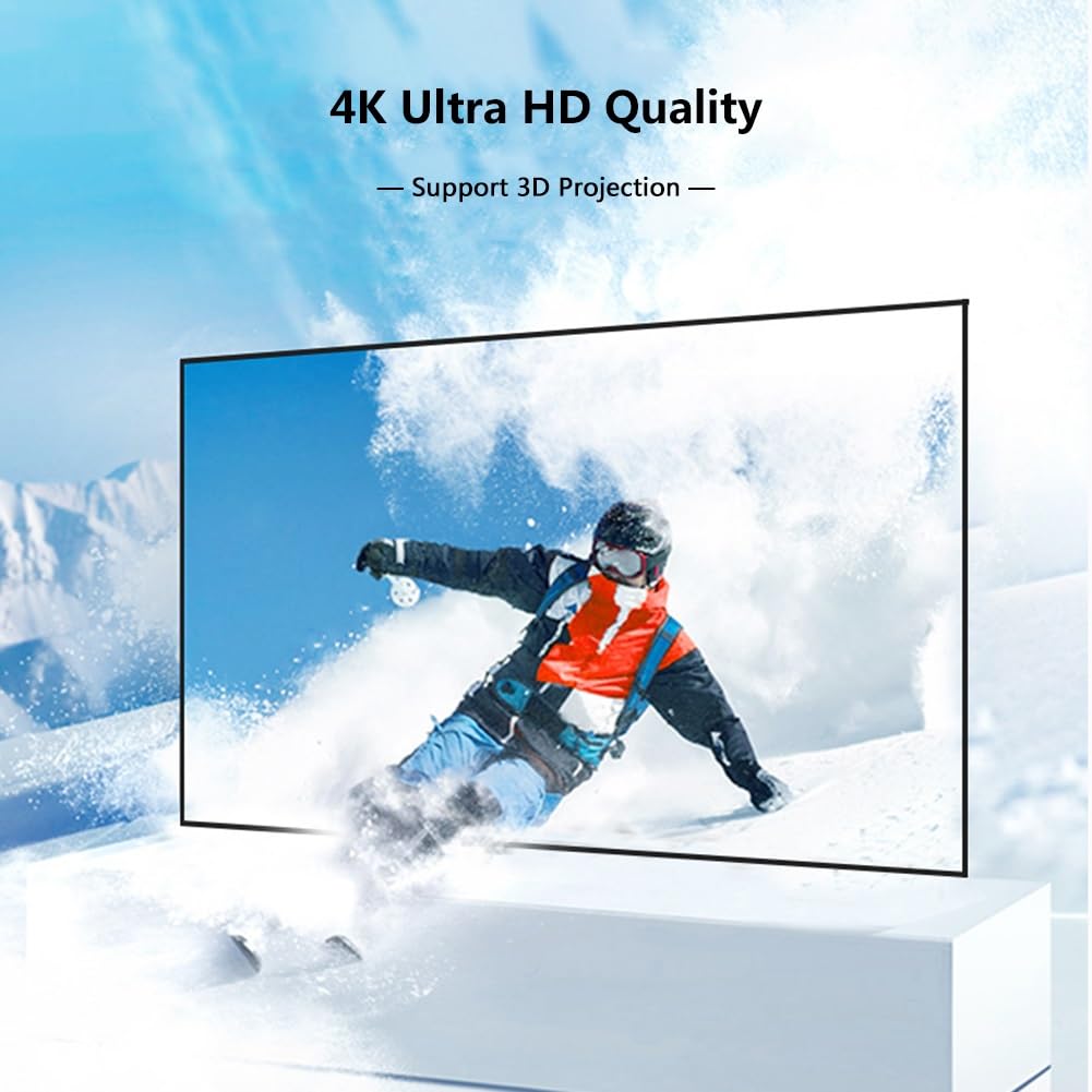 Schermo di Proiezione da Parete per Interni da 72" 80" 92", Schermo per Film 3D Ultra HD 4K con Cornice Fissa 16:9 per Ufficio, Home Theater(72" (16:9))