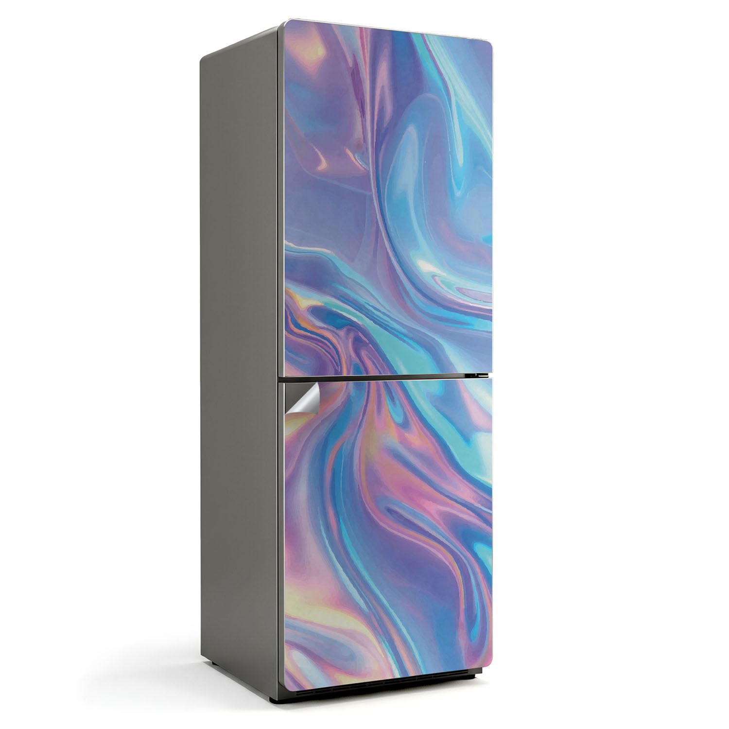 Vinilo para Frigorífico Antiarañazos 70x190 cm para Tapar Imperfecciones con Ondas Elegantes