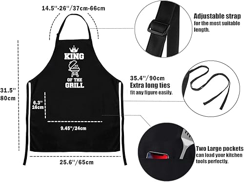 Miniatura 7 de Divertidos delantales para parejas, para él y para ella, delantales de cocina con 2 bolsillos para cocinar, asar a la parrilla, hornear,